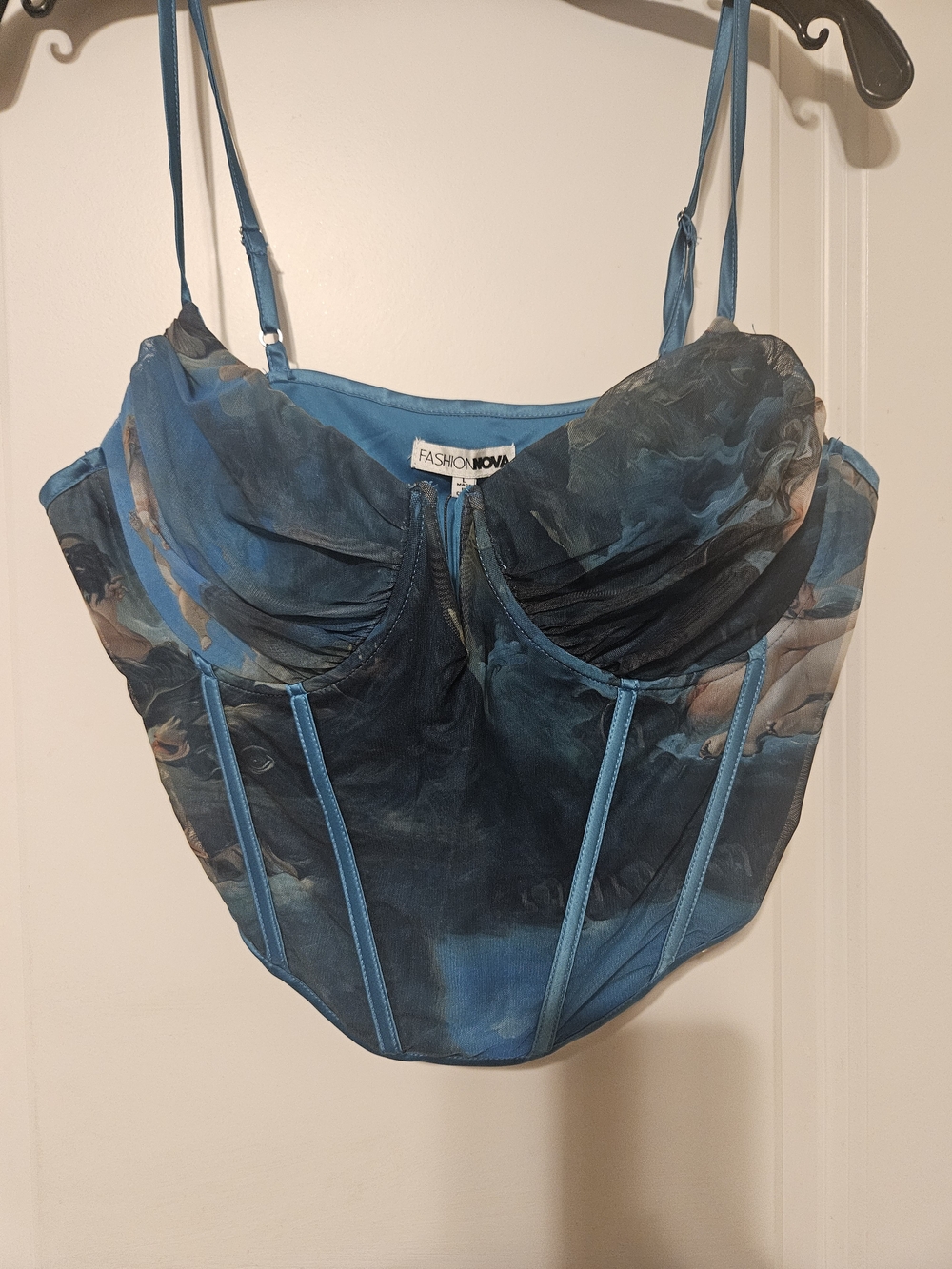 Fashion Nova Blue Marble Mesh Bustier